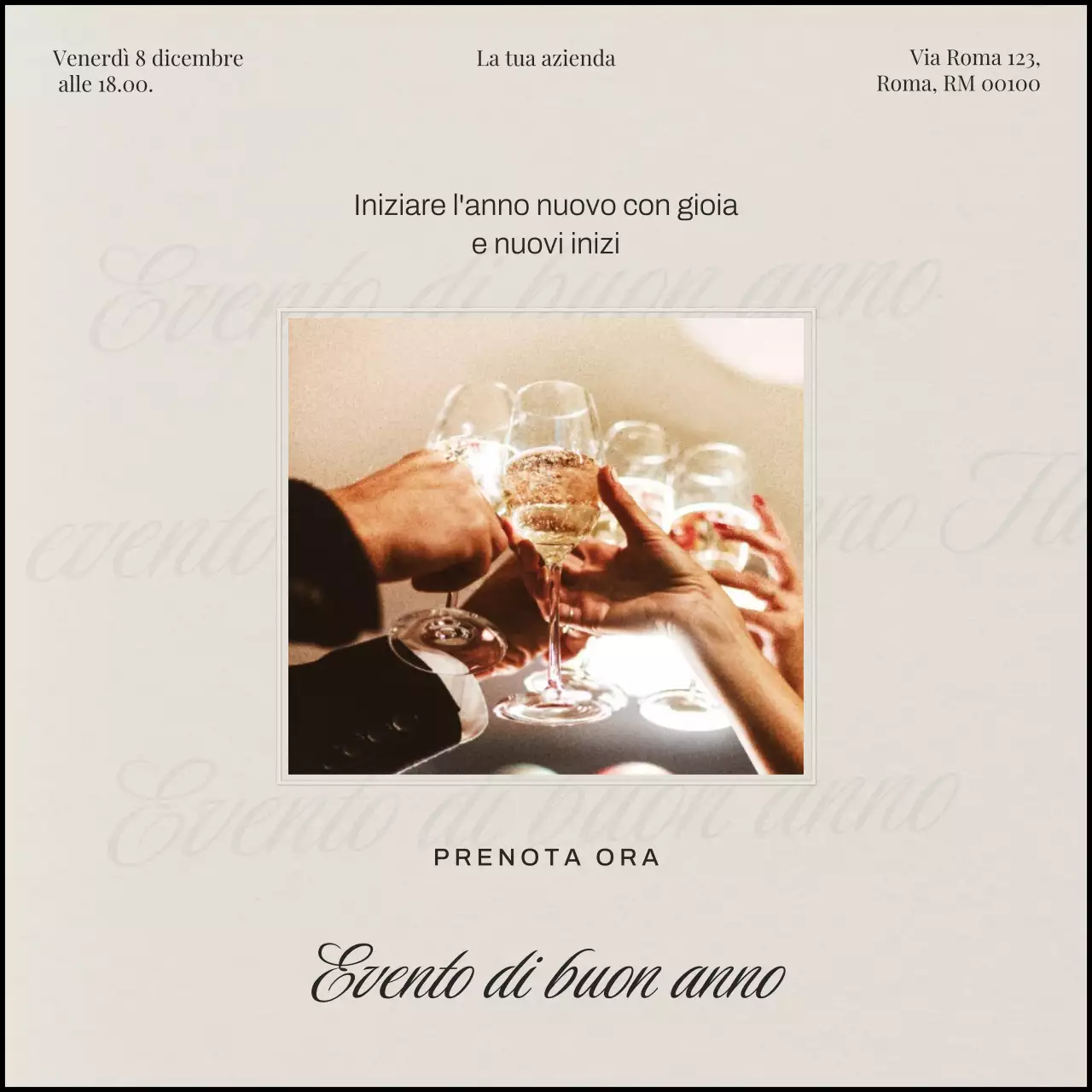 Beige e nero, elegante e minimalista, evento di Capodanno, social media square