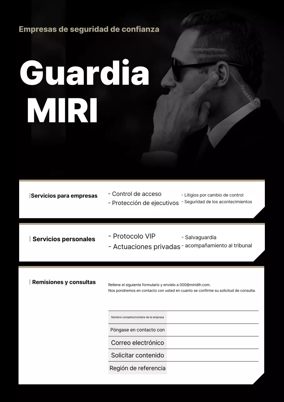 Anuncio de seguridad moderno en negro