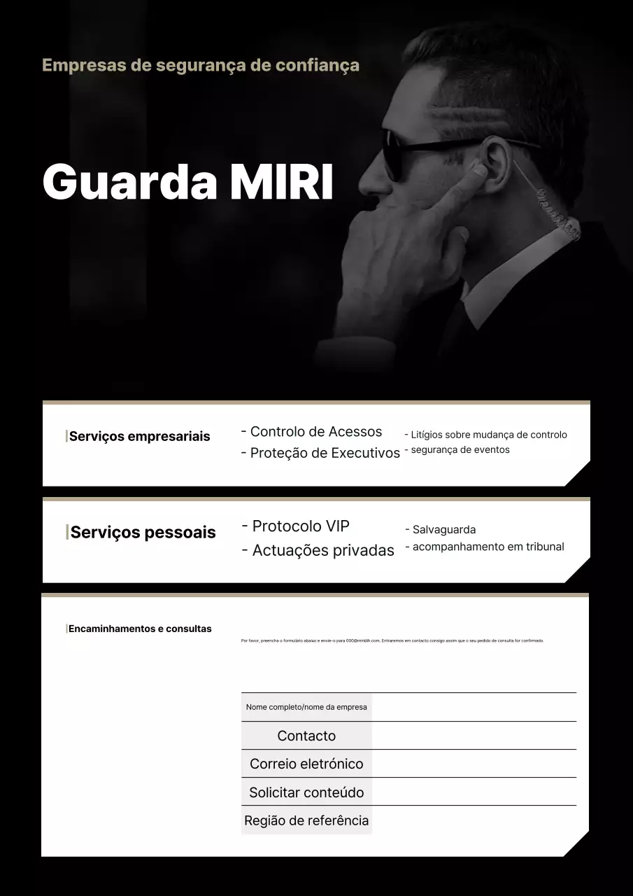Anúncio de segurança moderno em preto