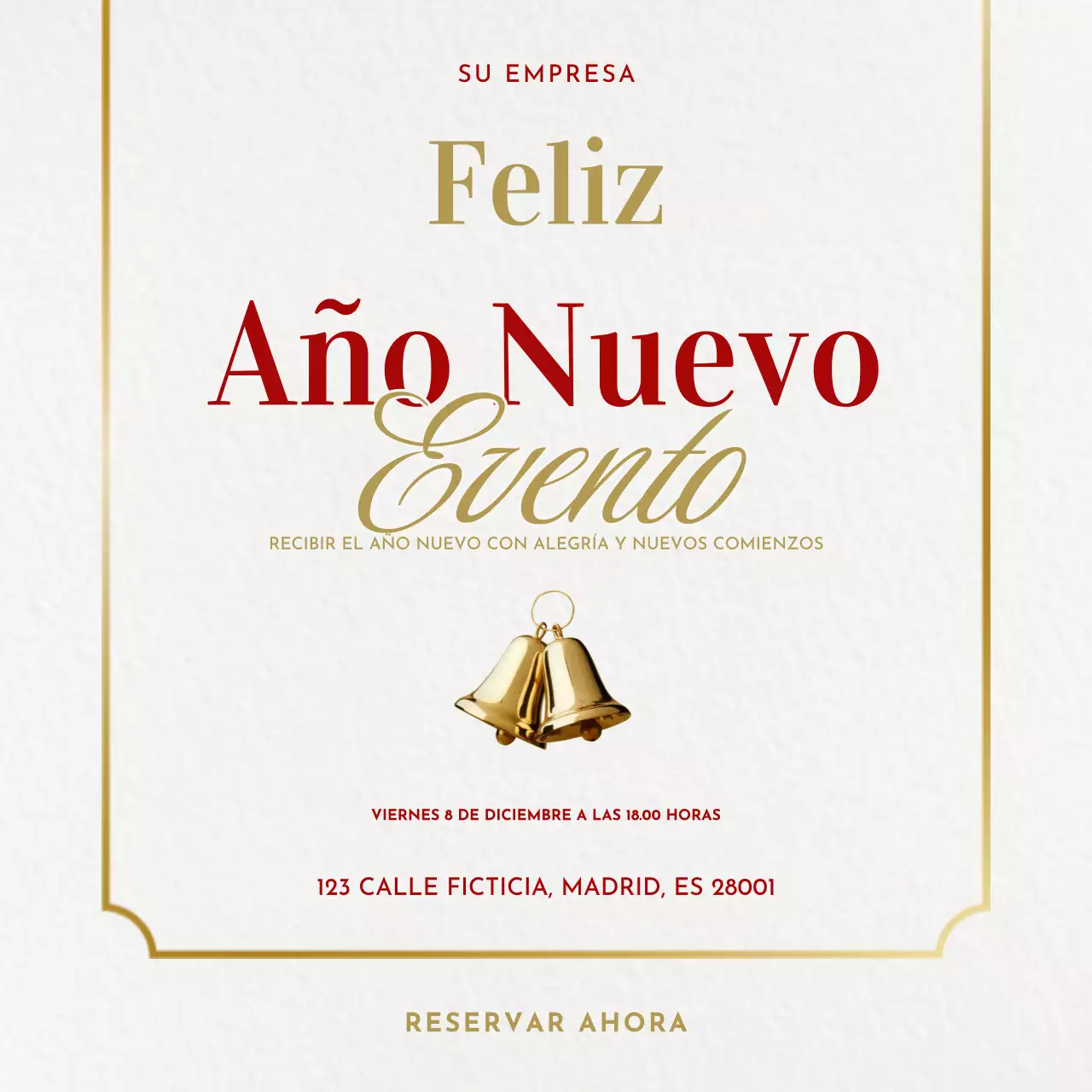 Evento de Año Nuevo minimalista y elegante en rojo y dorado en redes sociales