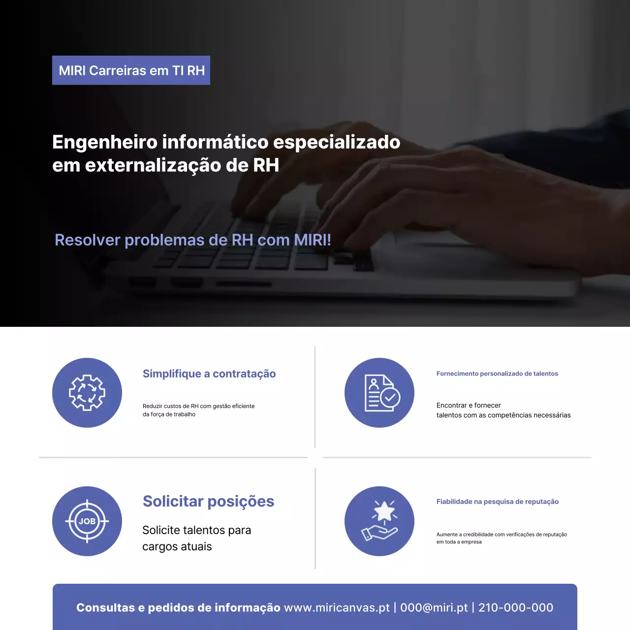 Publicidade de Recursos Humanos Moderna em Azul