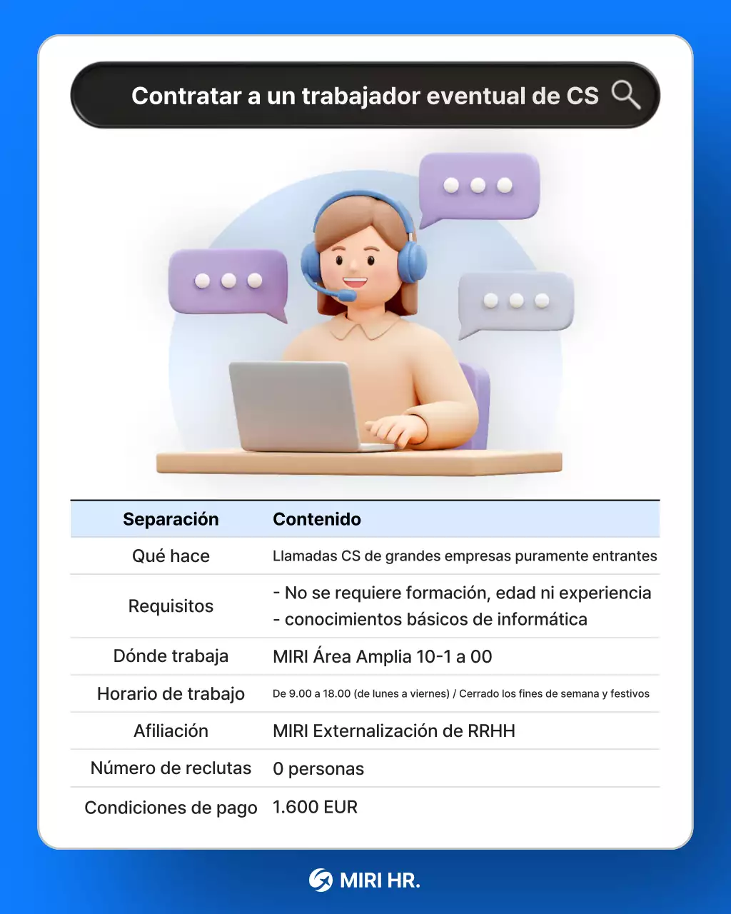 Aviso de reclutamiento de Blue Simple