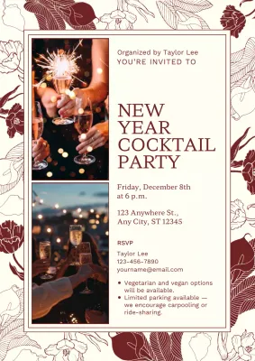 New Year Cocktail Party Invitation Web Poster
