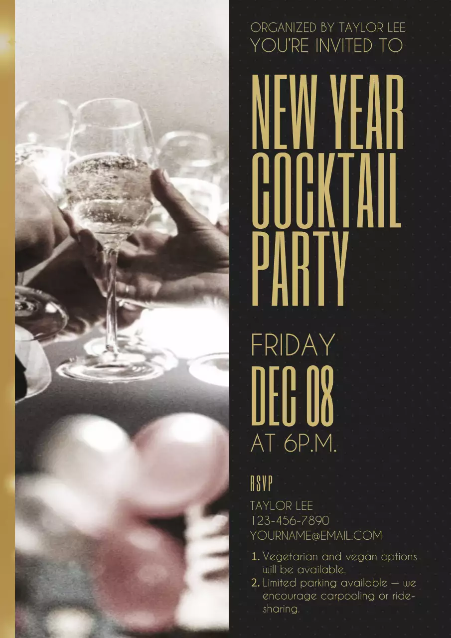 New Year Cocktail Party Invitation Web Poster