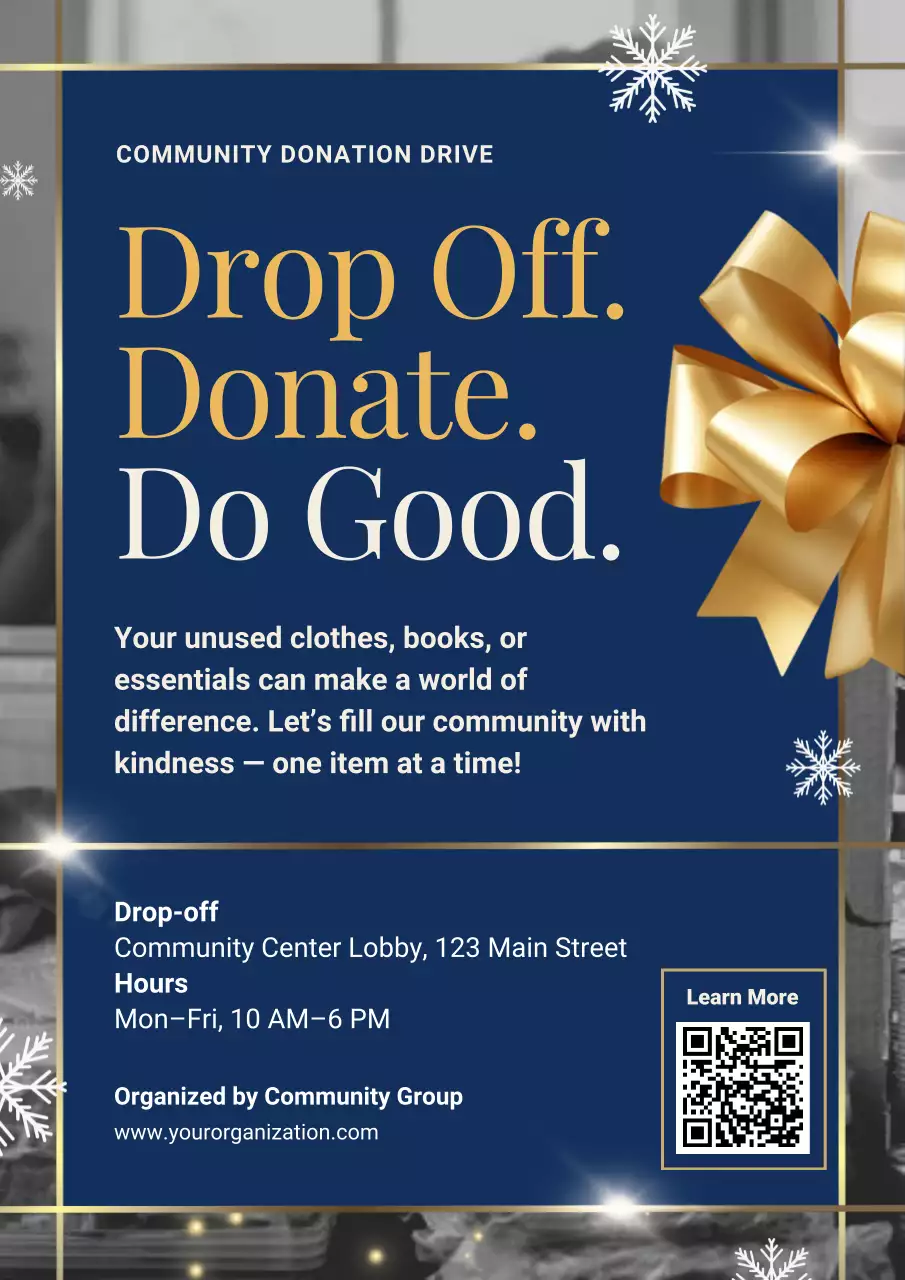 Navy Elegant Donation Announcement Poster