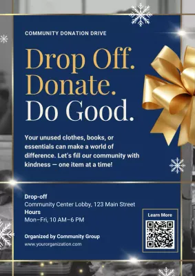 Navy Elegant Donation Announcement Poster