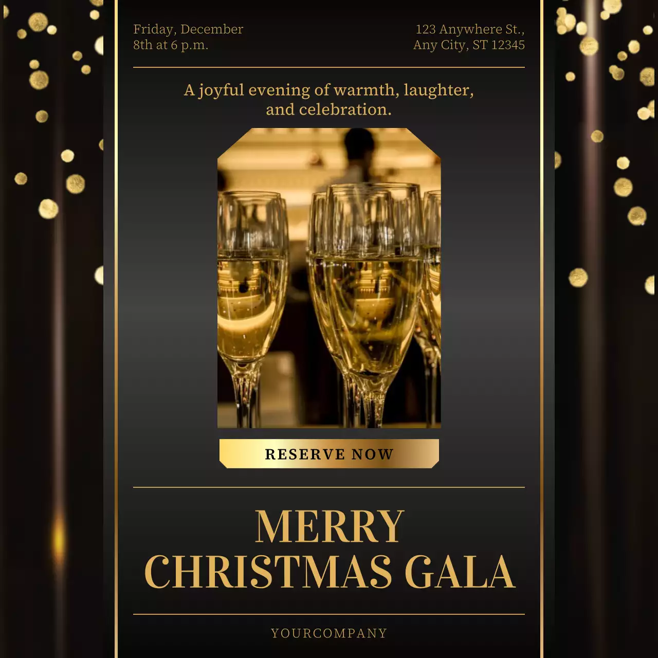 Black and Gold Elegant Christmas Invitation Instagram Post