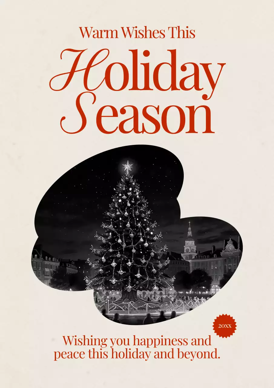 Red Classic Holiday Greetings Card Poster