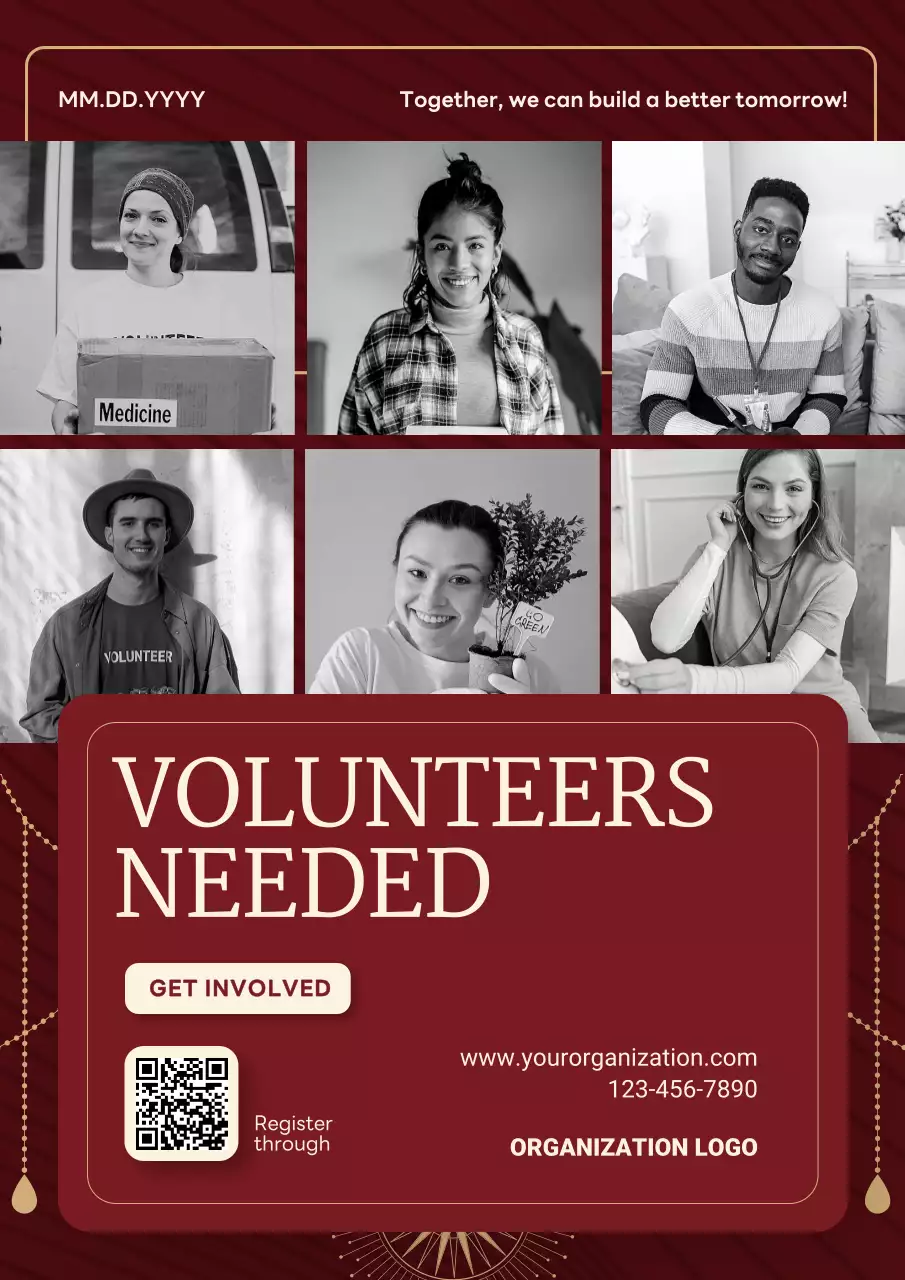 Red Modern Volunteer Recruitment Poster