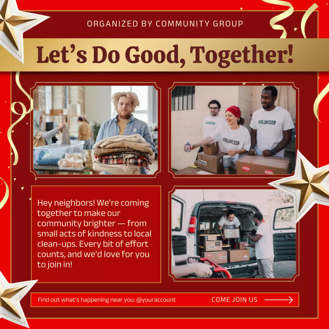 Red Modern Community Event Announcement Instagram Post