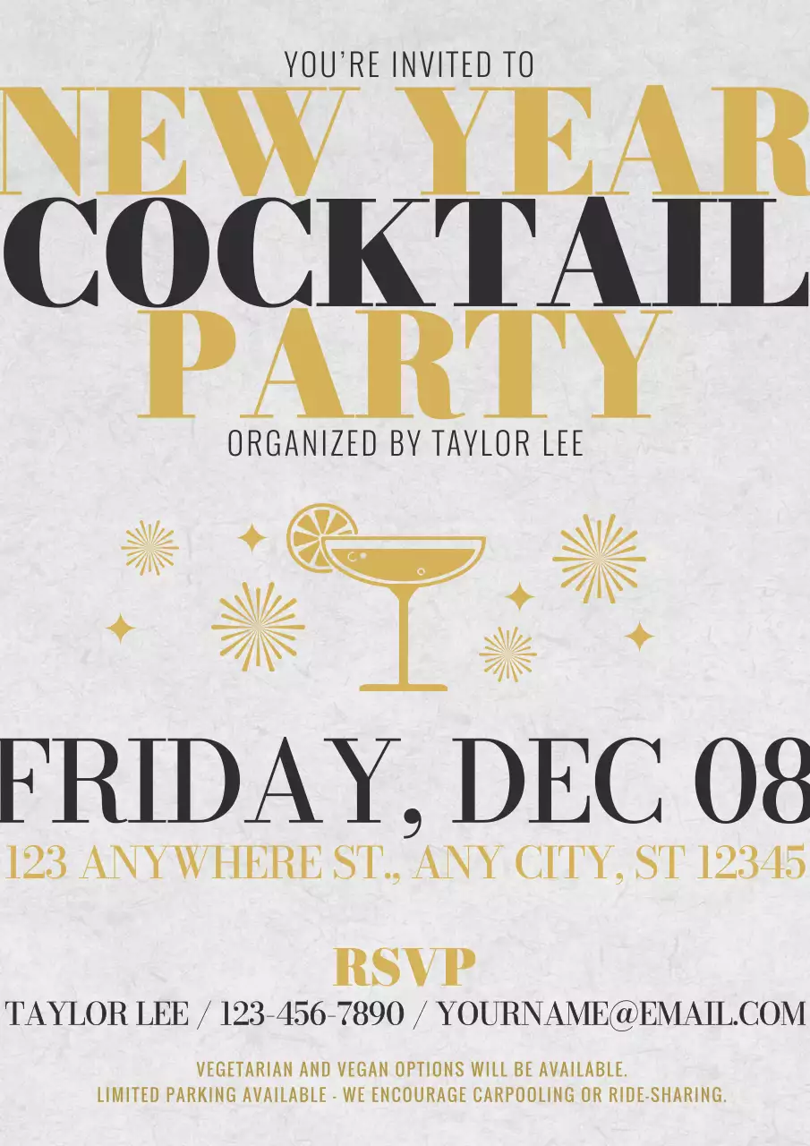 New Year Cocktail Party Invitation Web Poster