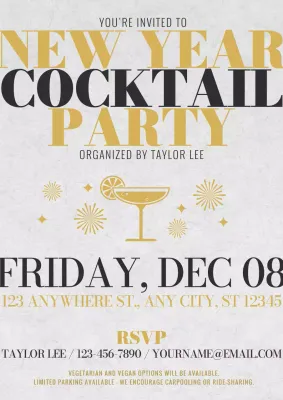 New Year Cocktail Party Invitation Web Poster