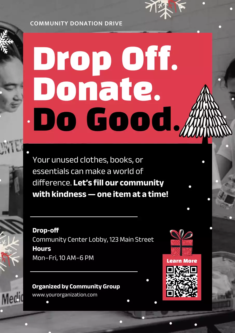 Red Bold Donation Announcement Poster