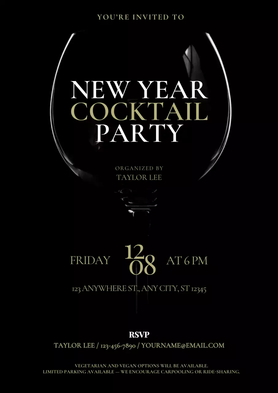 New Year Cocktail Party Invitation Web Poster
