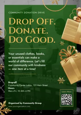 Green Elegant Donation Announcement Poster