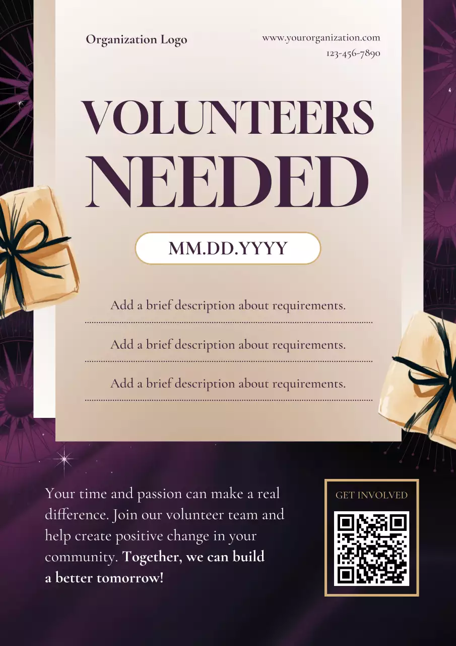 Black Purple New Year Volunteer Announcement Poster