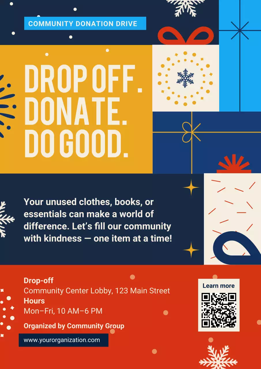 Colorful Modern New Year Donation Event Announcement Poster