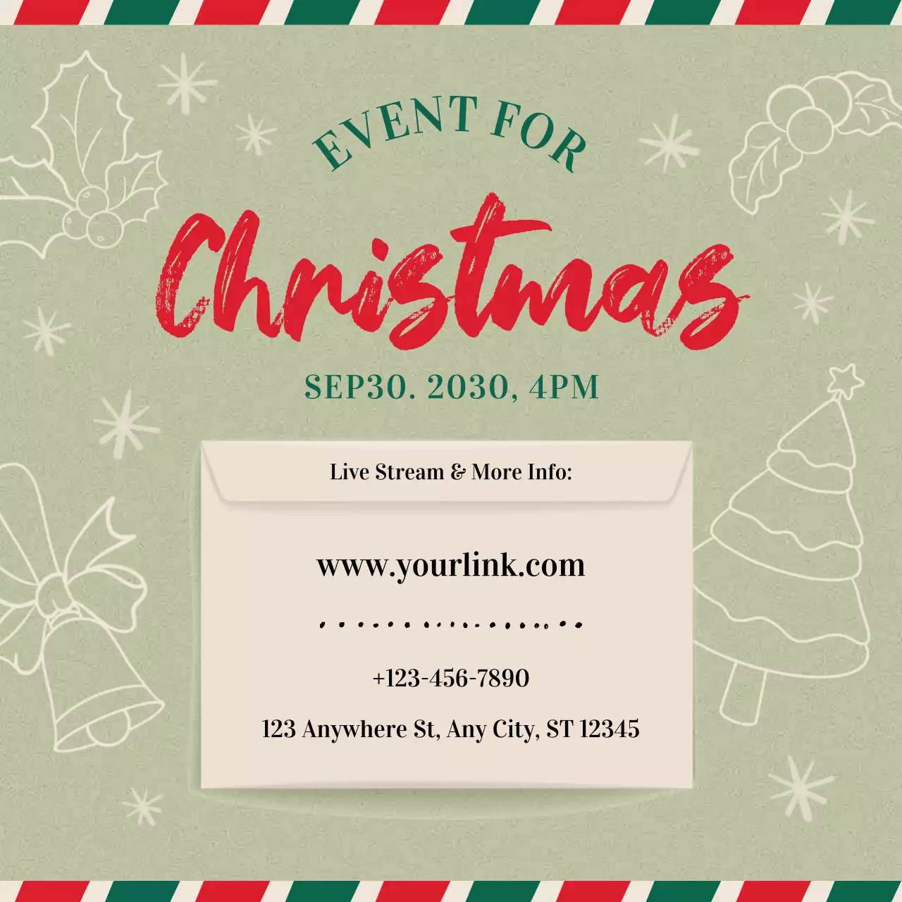 Green Hand-drawn Christmas Event Advertisement