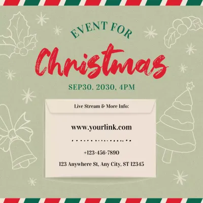 Green Hand-drawn Christmas Event Advertisement