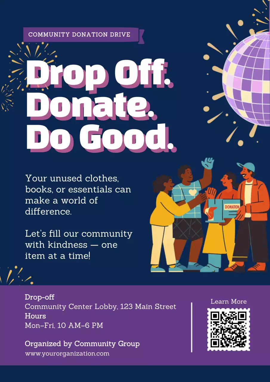 Navy Festive Donation Announcement Poster