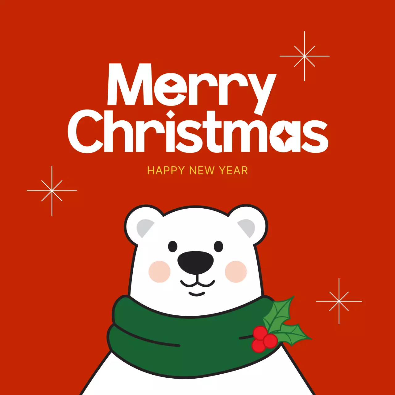 빨강 아기자기한 크리스마스 카드