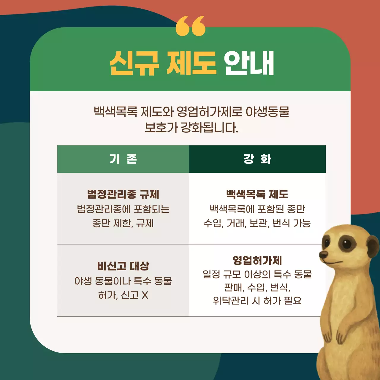초록 깔끔 야생동물 안내