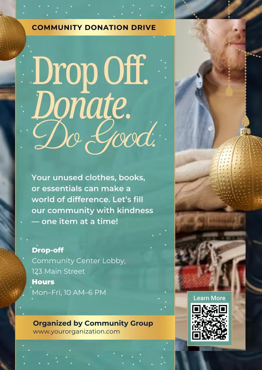 Navy Elegant Donation Announcement Poster