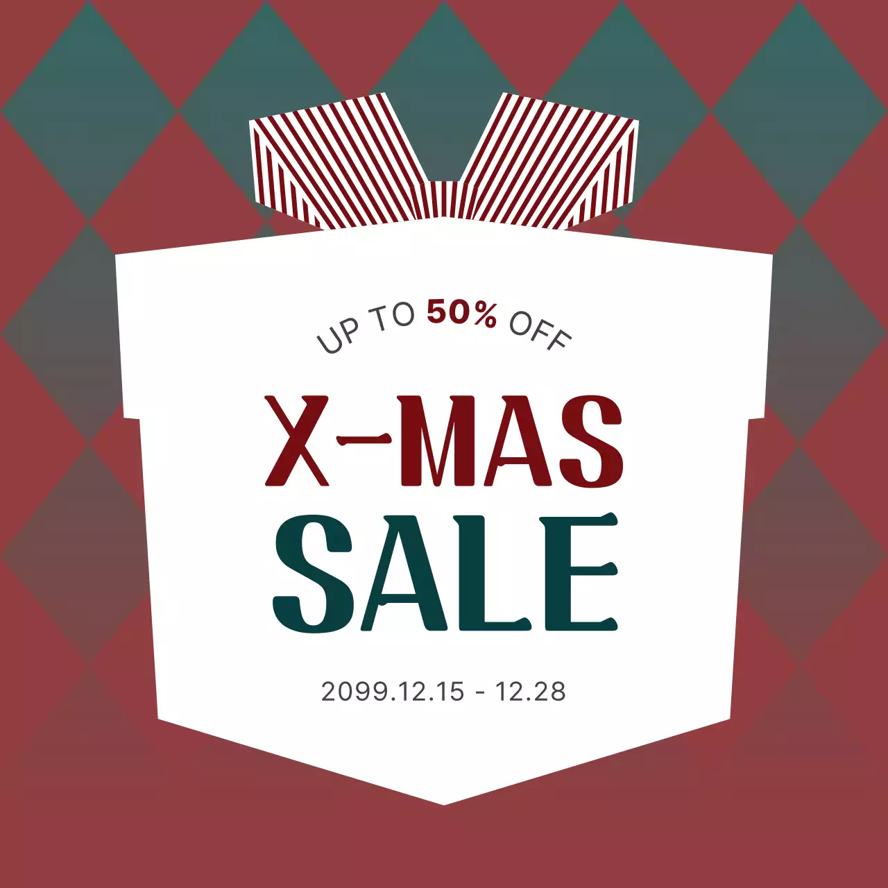 빨강 빈티지 크리스마스 할인 행사