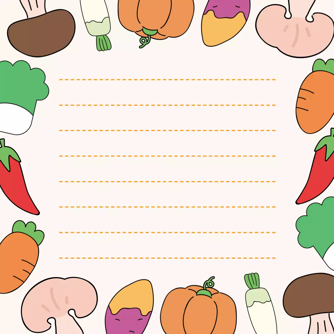 베이지 아기자기한 요리 교육 편지지