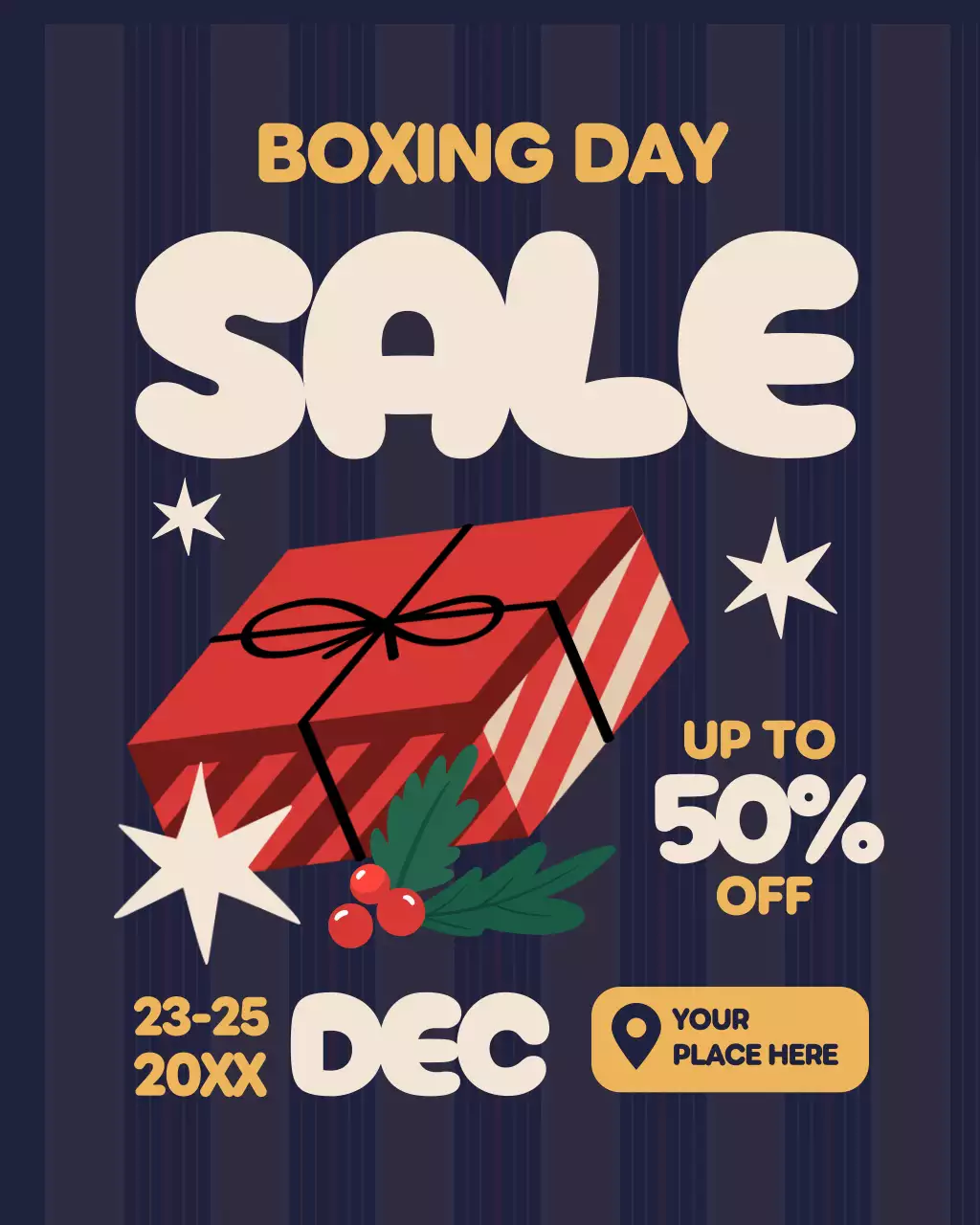 Red retro mid century holiday promotion