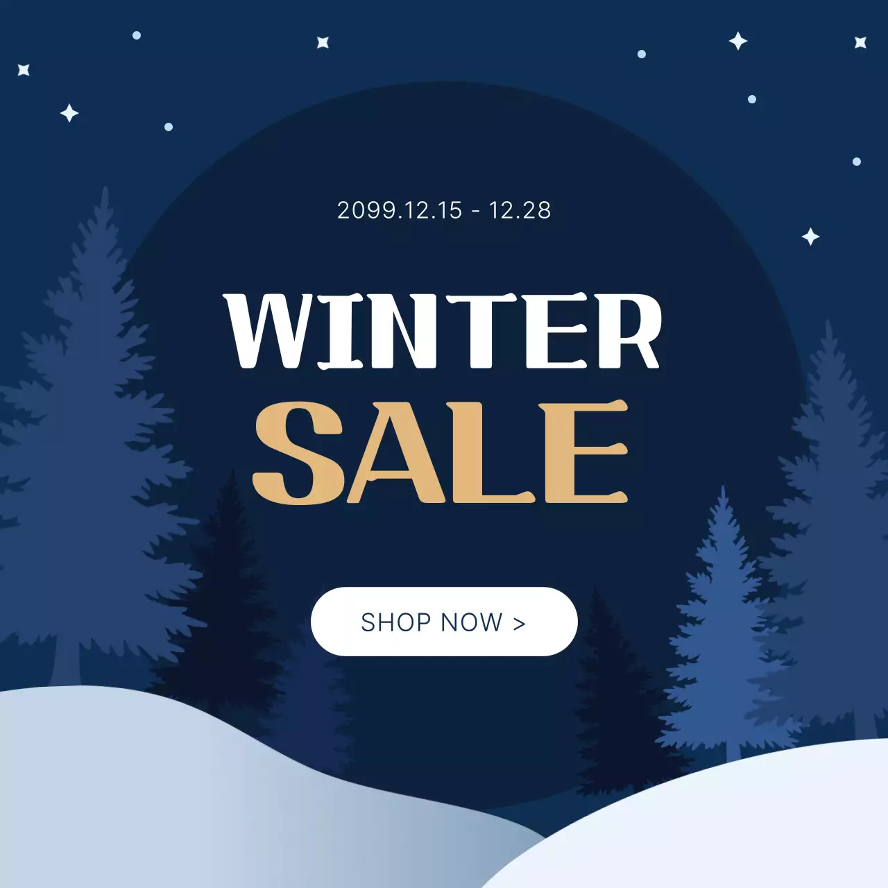 남색 모던 겨울 할인 행사