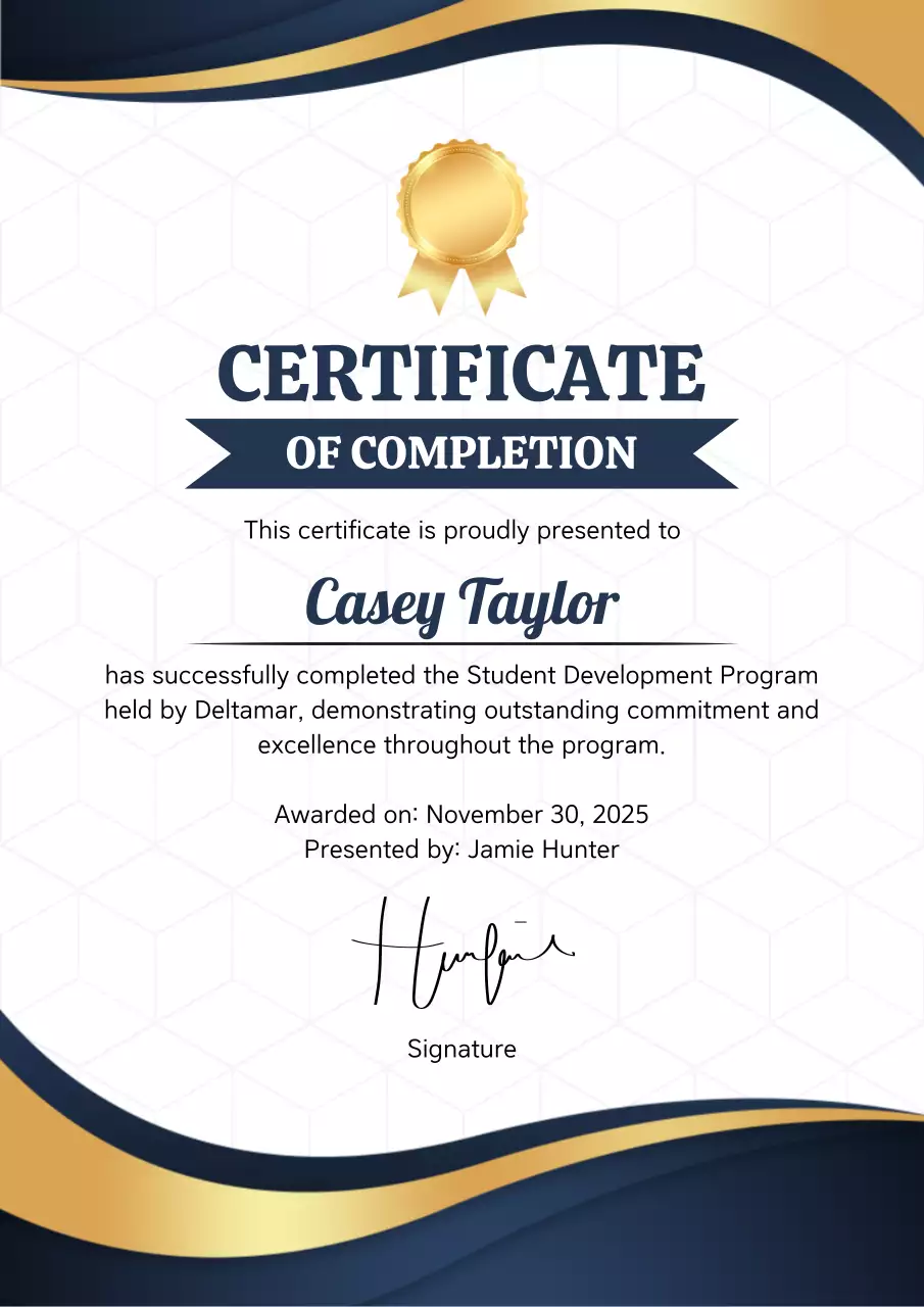 White Classic Certificate of Completion