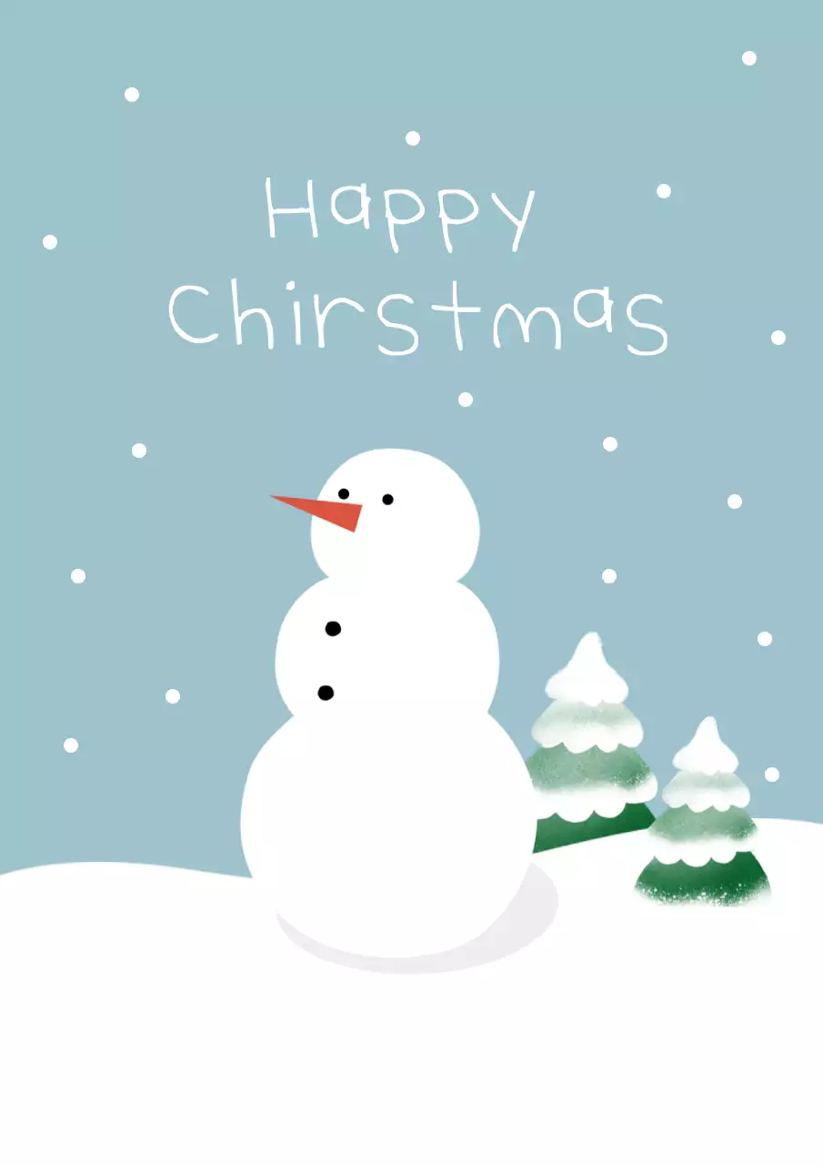 하늘색과 화이트 크리스마스 카드