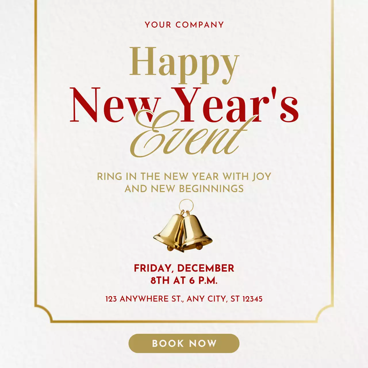 Red and Gold Elegant Minimalist New Year's Event Social Media Square