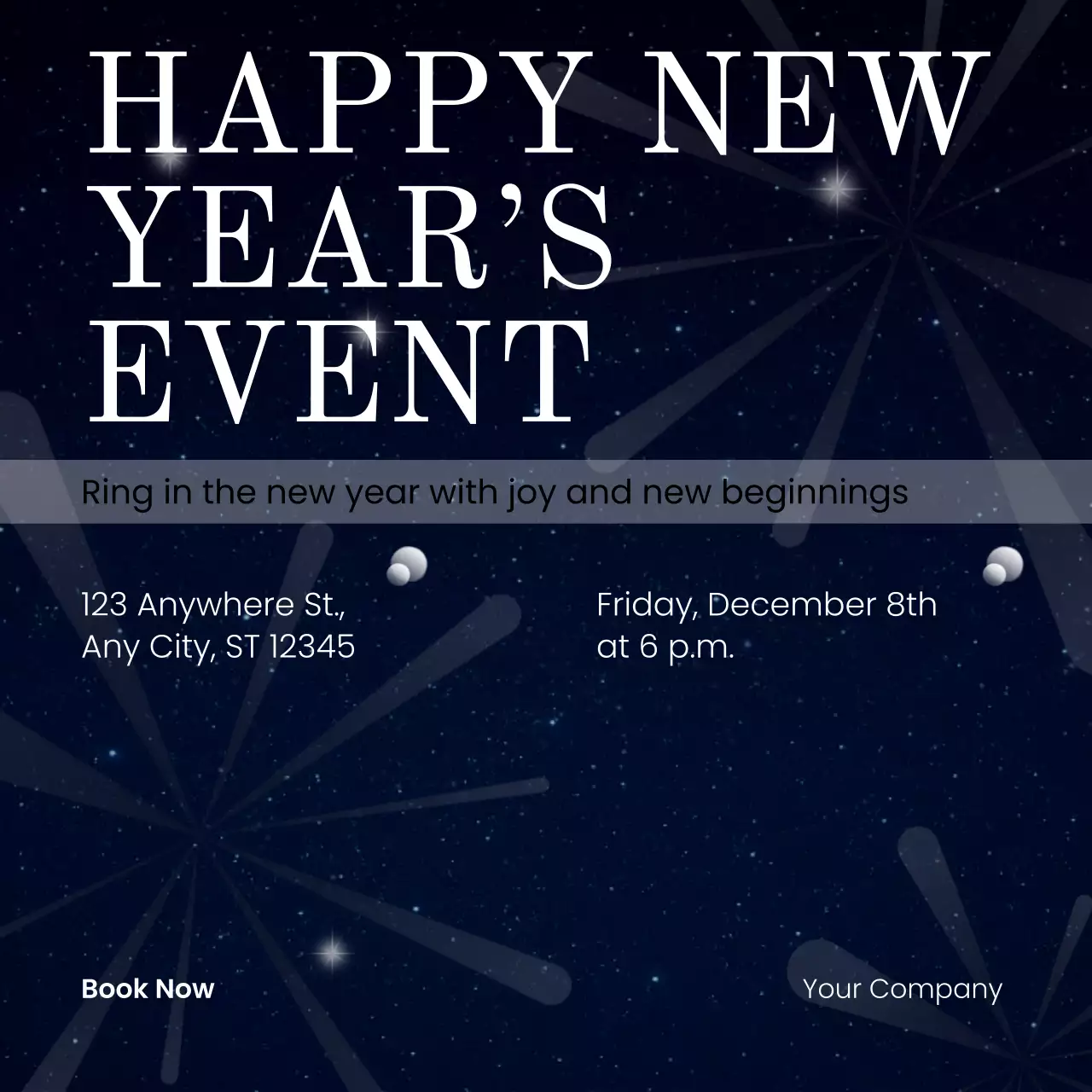Blue Minimalist New Year Event Social Media Square