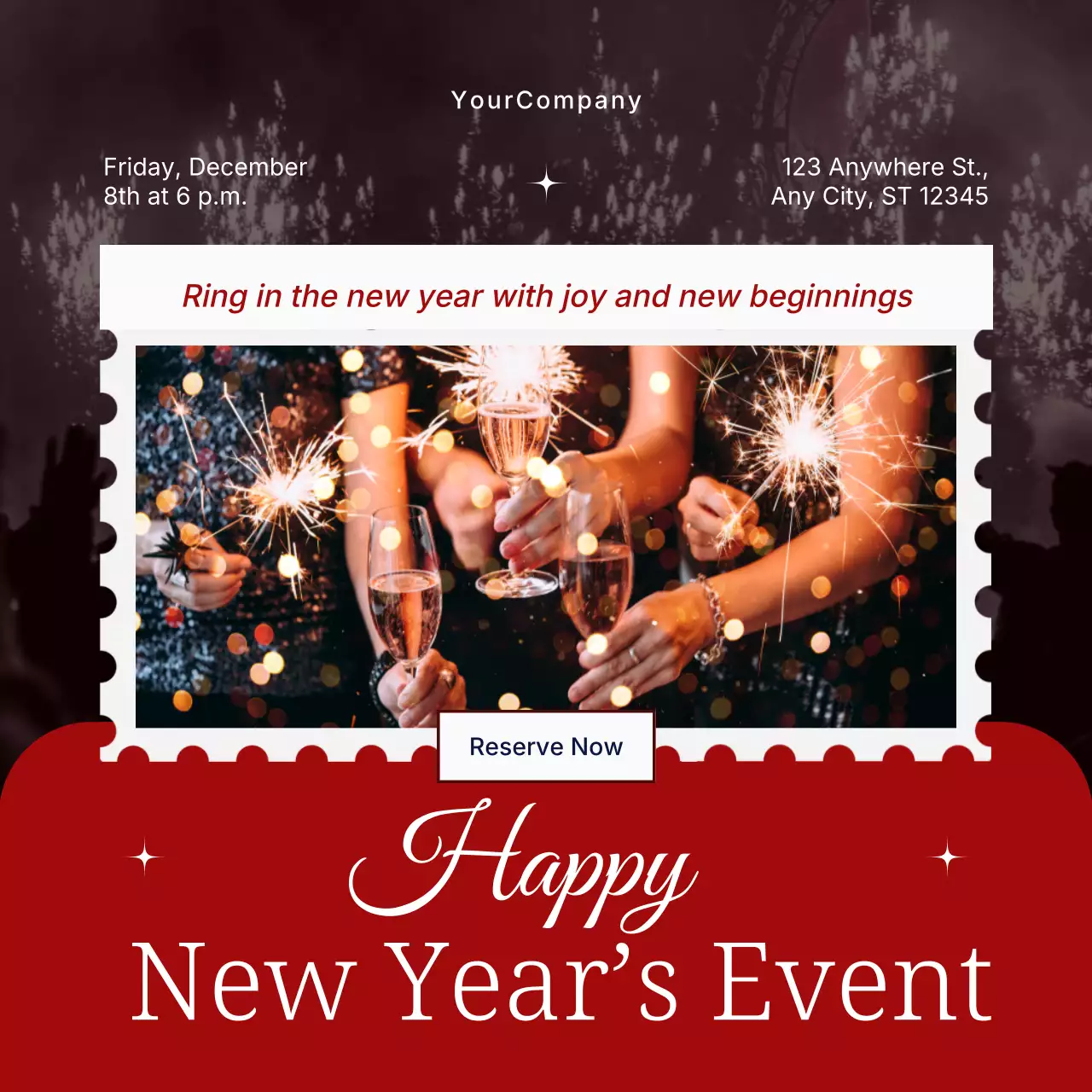 Red Modern New Year's Event Social Media Square