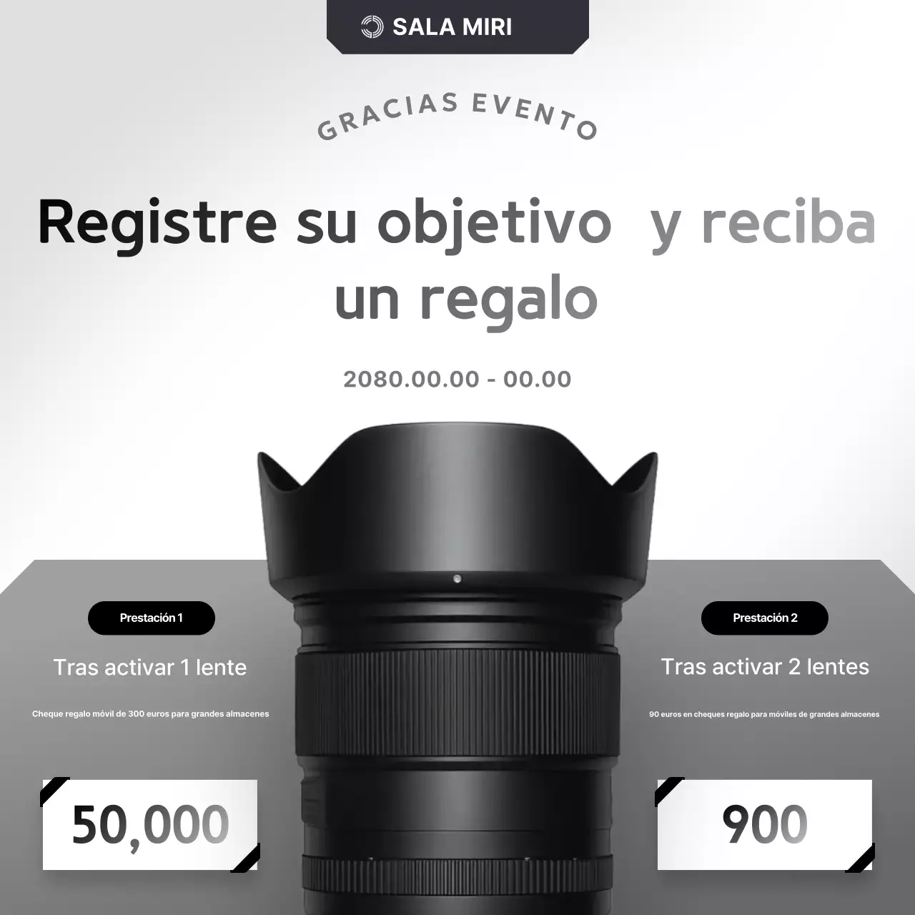 Evento de cámara moderna gris