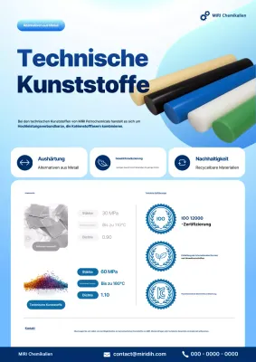 Produktwerbung für moderne blaue Kunststoffprodukte