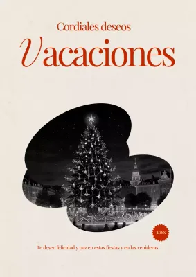 Póster de tarjeta de felicitación navideña clásica roja