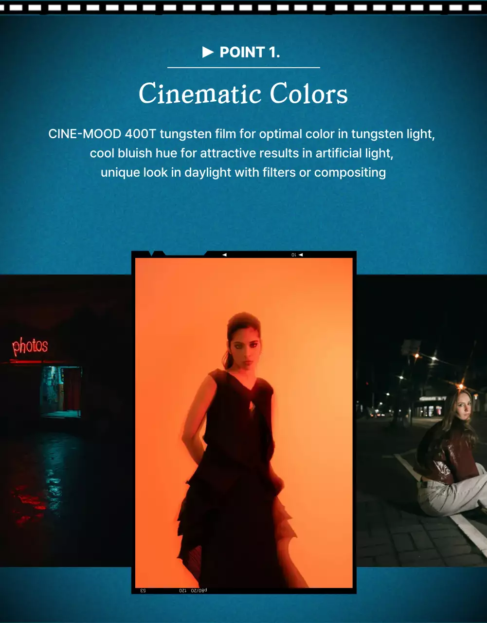 Anúncio de filme vintage azul