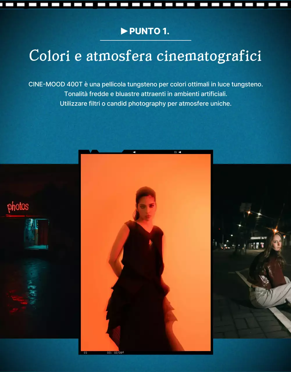 Pubblicità di film vintage blu