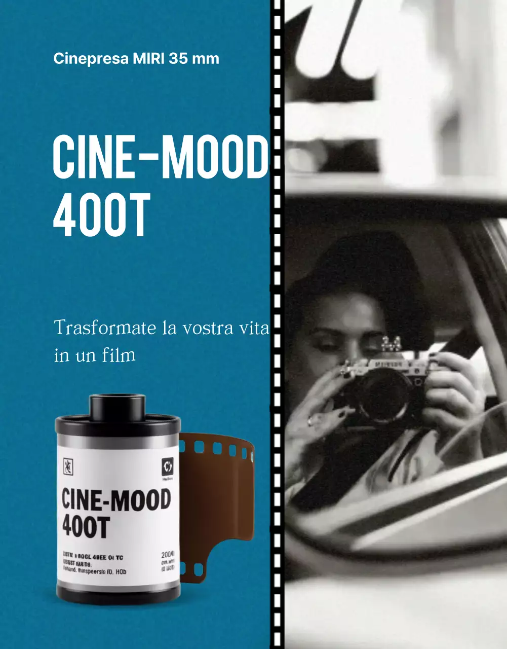 Pubblicità di film vintage blu