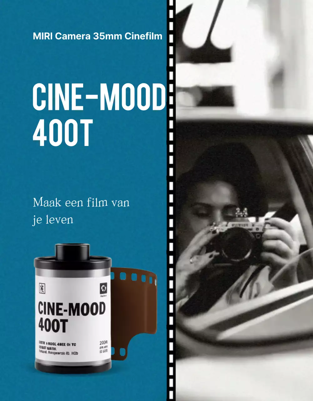 Blauwe vintage filmreclame