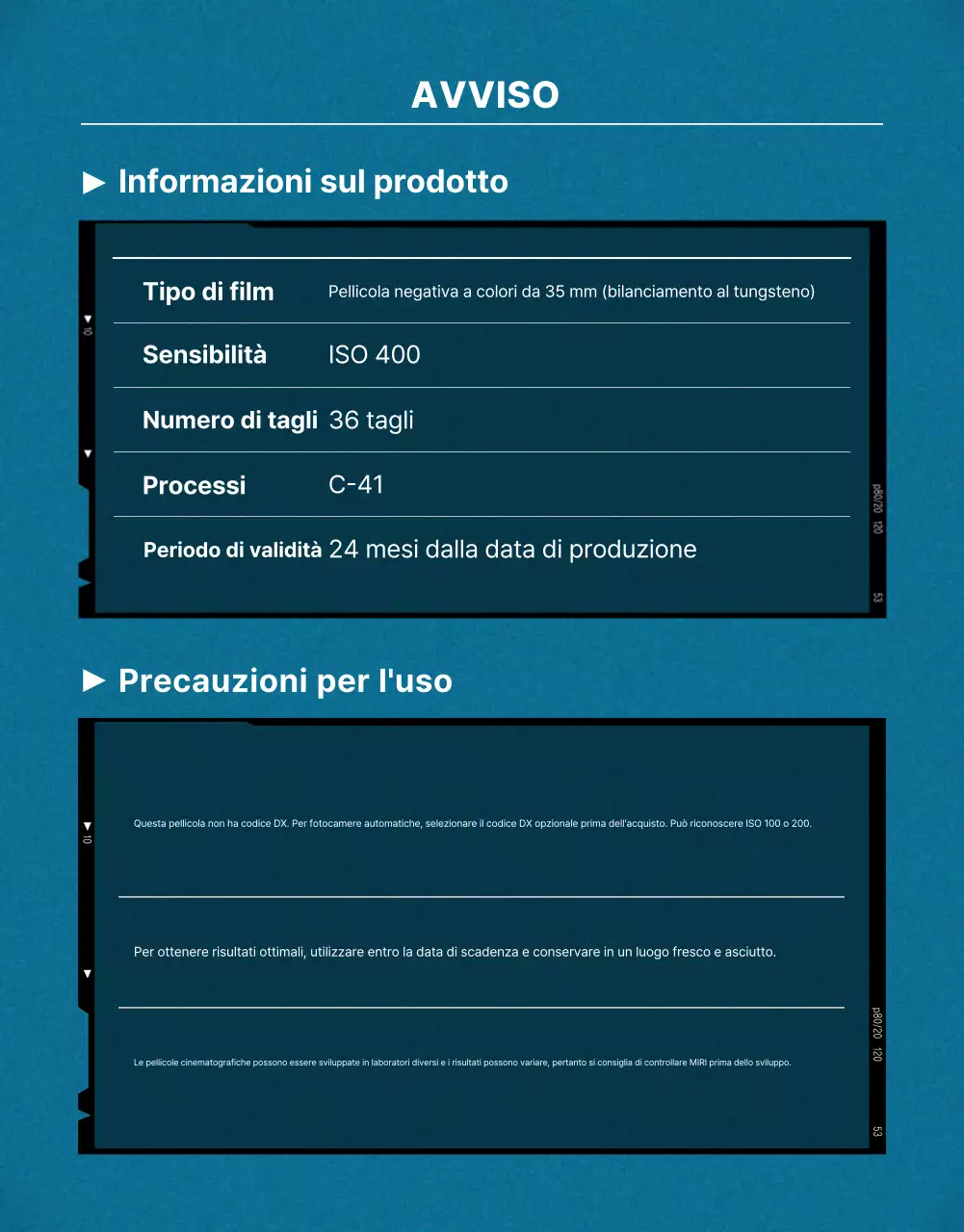 Pubblicità di film vintage blu