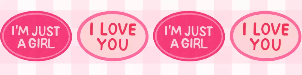 pink kitsch retro i'm just a girl and love words