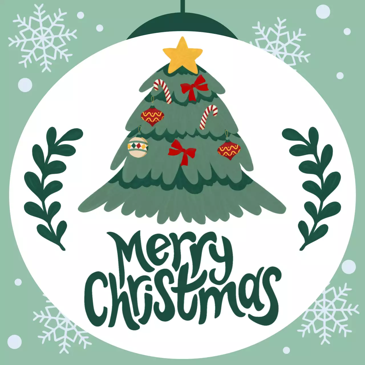 민트 아기자기한 크리스마스 카드