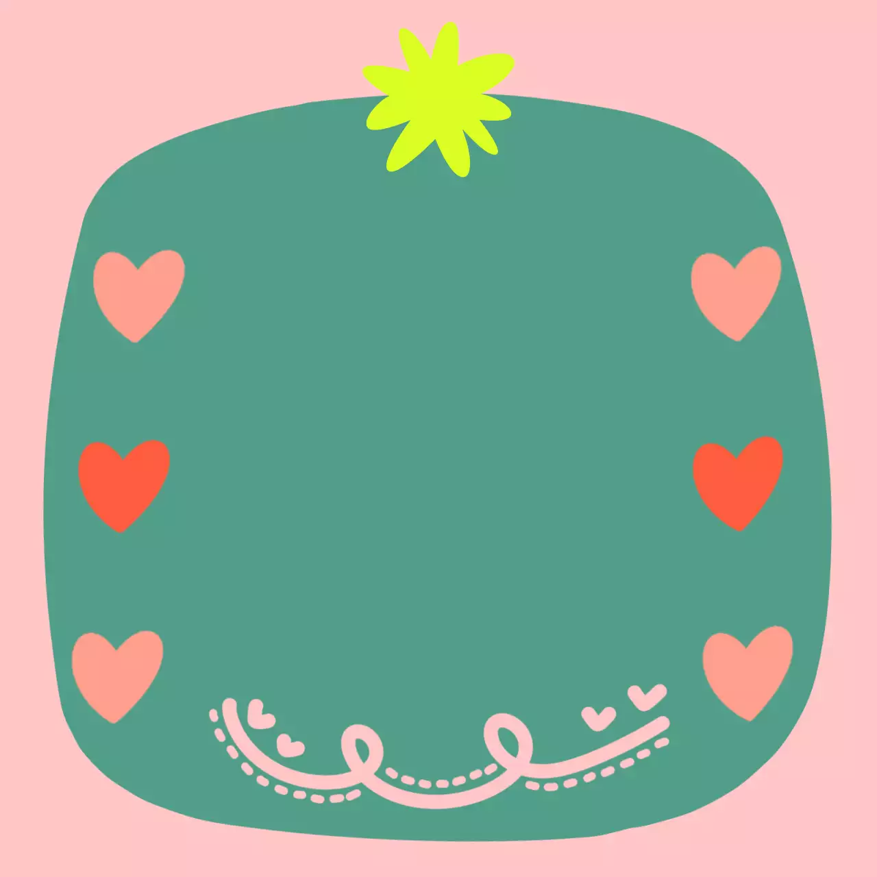 초록 핑크하트 아기자기한 프레임