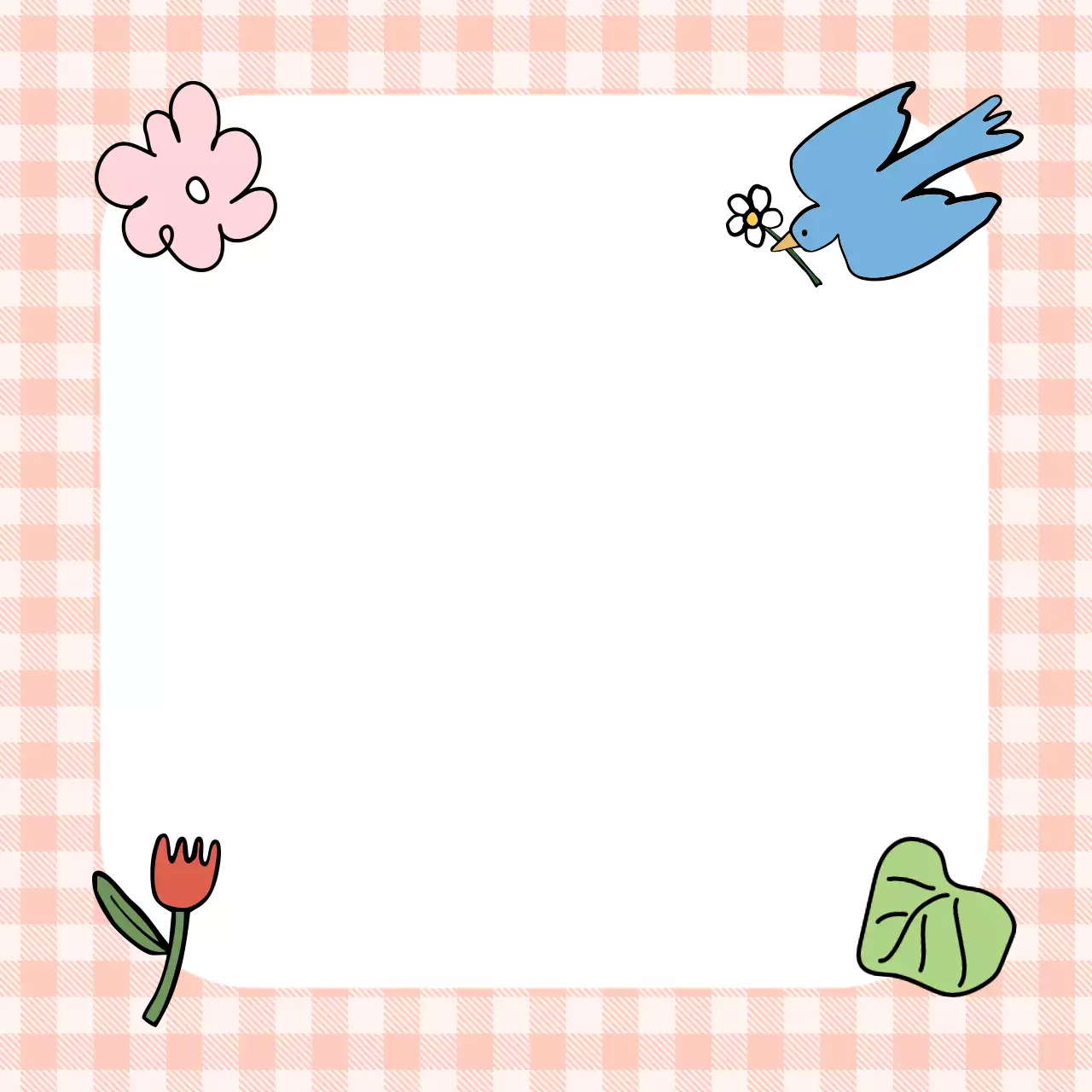 연핑크 체크 아기자기한 메모디자인