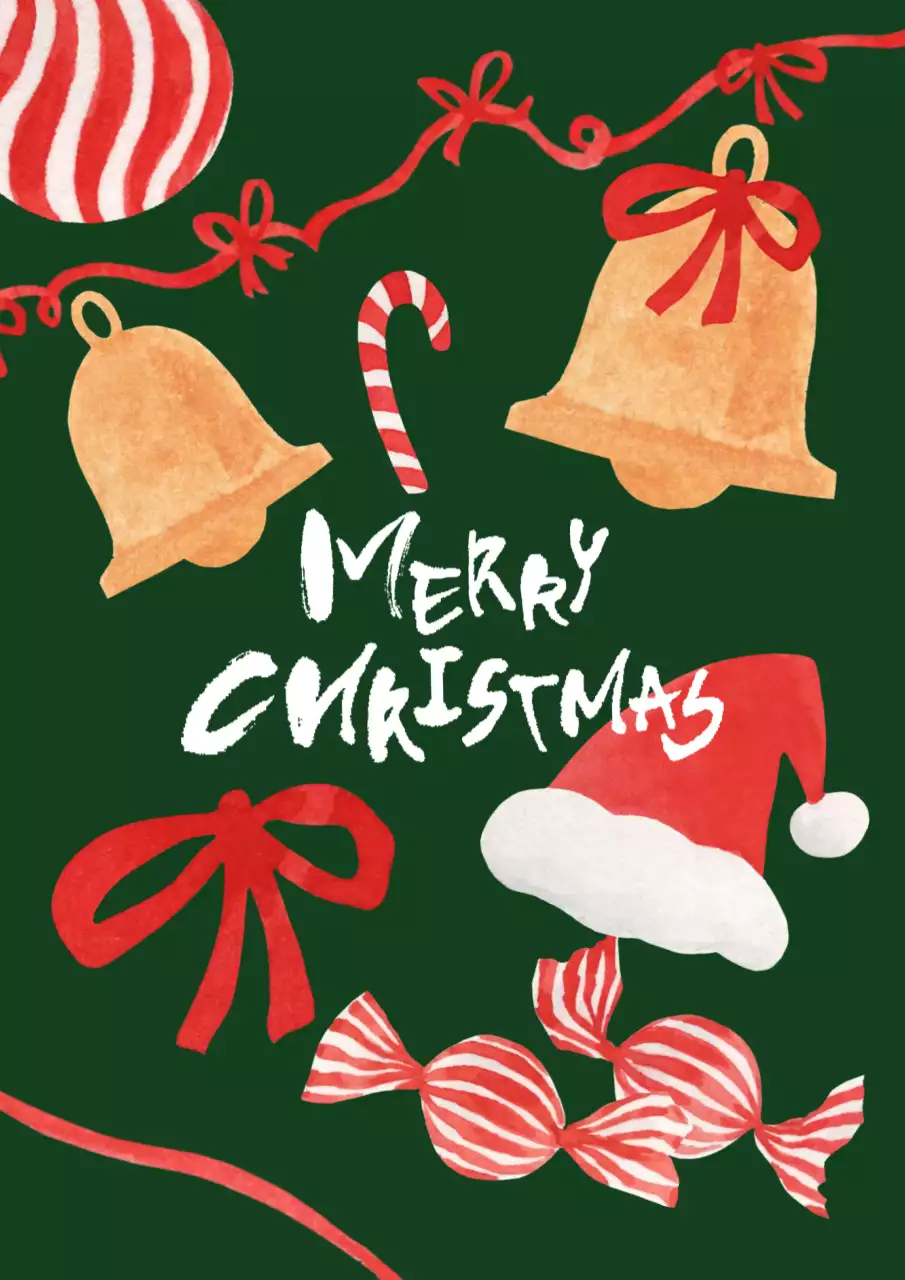 빈티지한 녹색 크리스마스 엽서