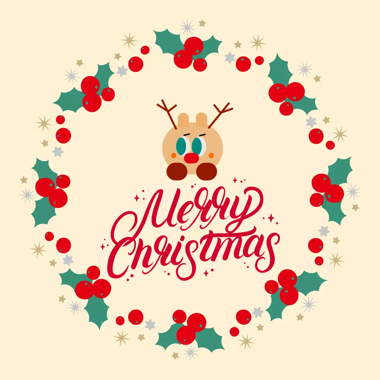 베이지 아기자기한 크리스마스 엽서